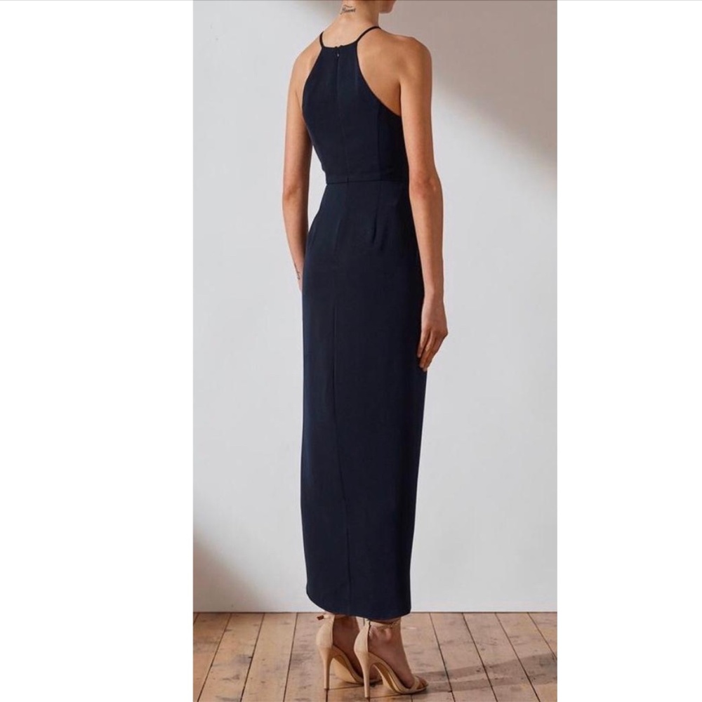 SHONA JOY: Core High Neck Ruched Navy Dress (NWT) - Picture 3 of 10